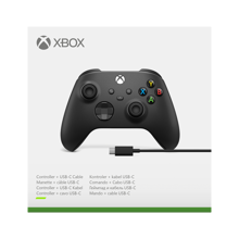 Manette sans fil Xbox Carbon Black + Cable USB-C pour Xbox Series X|S, Xbox One, Windows 10 et Mobile