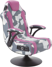X Rocker - Geo Camo 2.1 Stereo Audio Gaming Chair with Vibration - Grey and Pink