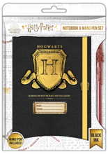 Harry Potter - Ensemble de carnet et stylo-bille en forme de baguette Blason de Poudlard