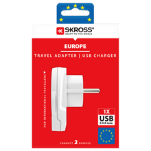 SKROSS - Country Travel Adapter World to Europe USB