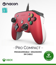 Nacon Pro Compact Controller Rouge pour Xbox Series, Xbox One et Windows 10