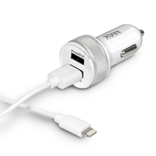 Port Designs Car Charger 2x USB + Lightning Cable